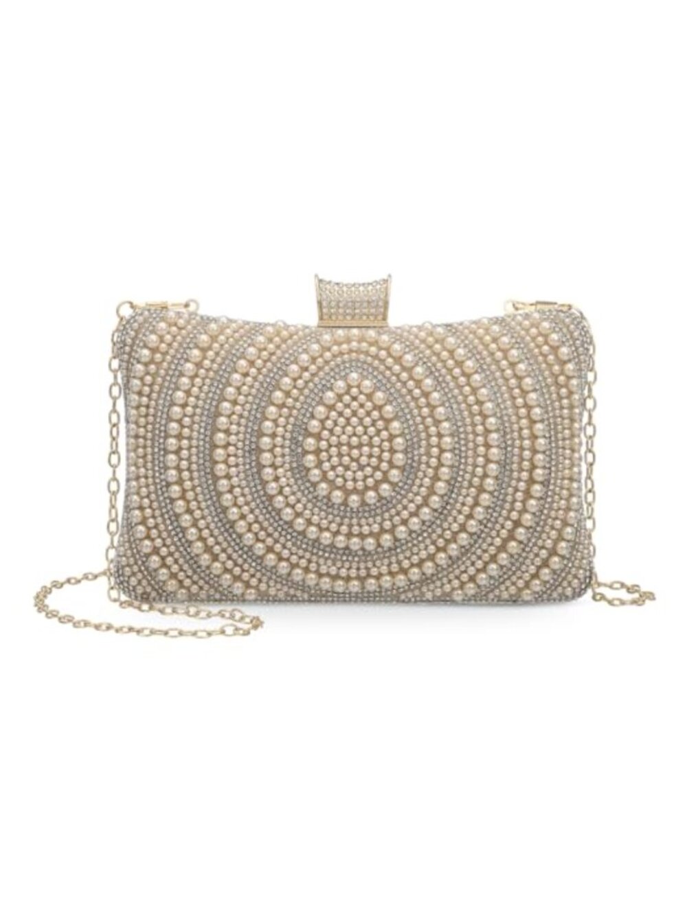 Pearl Sequin Rhinestone Evening Clutch with Detachable Strap Women's Formal